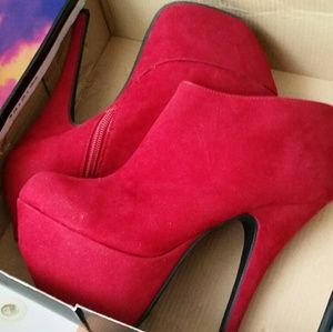 Red Dollhouse High Heel Booties Ankle Boots